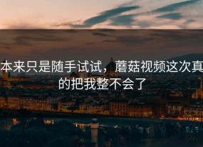 本来只是随手试试，蘑菇视频这次真的把我整不会了